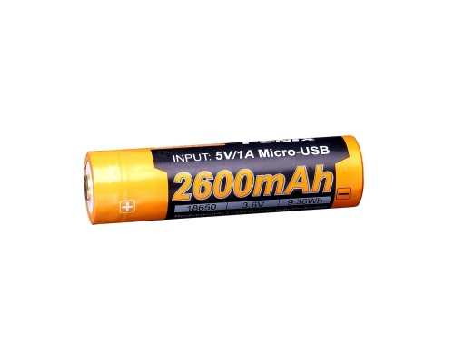 Аккумулятор 18650 Fenix 2600 mAh ARB-L18-2600U micro usb зарядка
