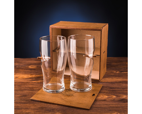 Набор из 2-х пивных бокалов с настоящей пулей