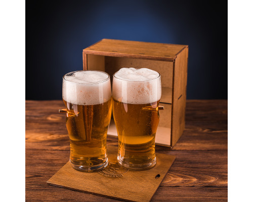 Набор из 2-х пивных бокалов с настоящей пулей