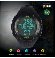 M-TAC ЧАСЫ ТАКТИЧЕСКИЕ С ШАГОМЕРОМ ЧЕРНЫЕ