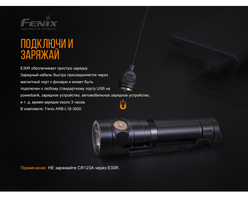 Фонарь ручной Fenix E30R Cree XP-L HI LED