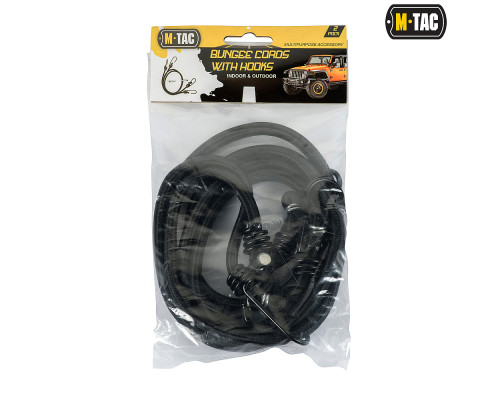 M-TAC ШНУР ЭЛАСТИЧНЫЙ С ЗАЦЕПАМИ ЧЕРНЫЙ (2ШТ)