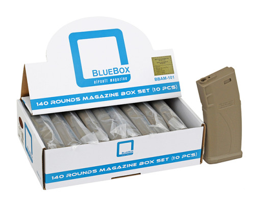 Комплект магазинов Set of 10 Mid-Cap 140 BB Magazines for M4/M16 Replicas - Tan