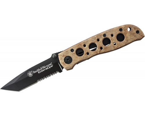 Нож складной Smith & Wesson Extreme Ops Folding Knife 3.2" Black Combo Tanto Blade