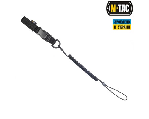 M-TAC ШНУР СТРАХОВОЧНЫЙ LITE КОМБИНИРОВАНЫЙ С D-КОЛЬЦОМ И ФАСТЕКСОМ ЧЕРНЫЙ