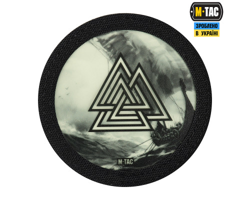 M-TAC НАШИВКА ВАЛЬКНУТ/ДРАККАР КРУГЛАЯ (80 ММ) BLACK/GID