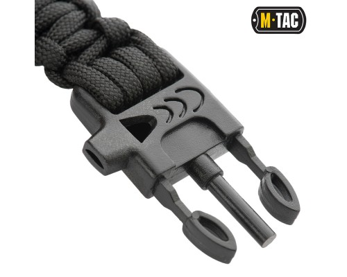 M-TAC БРАСЛЕТ ПАРАКОРД С ИСКРОВЫСЕКАТЕЛЕМ И СВИСТКОМ BLACK