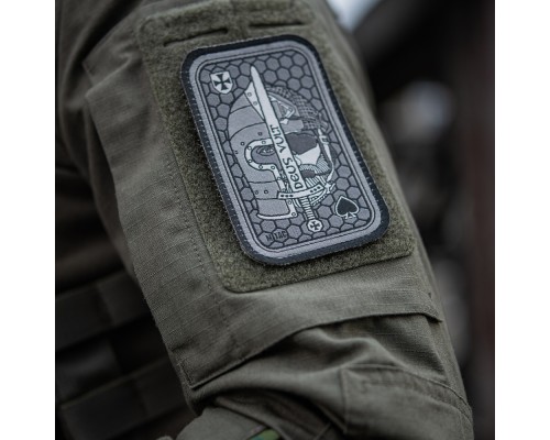 M-TAC НАШИВКА DEUS VULT ACE (ЖАККАРД) СЕРАЯ
