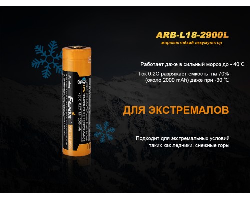 Аккумулятор 18650 Fenix 2900 mAh ARB-L18-2900L