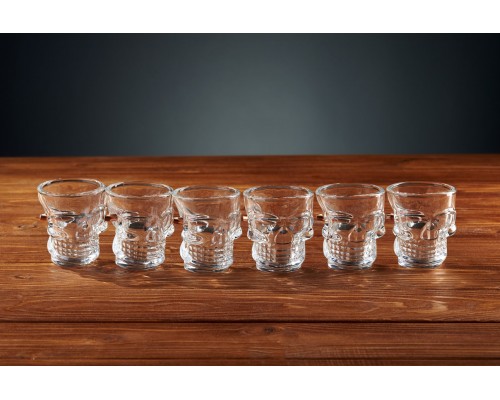 Набор 6 рюмок-череп с застрявшей пулей