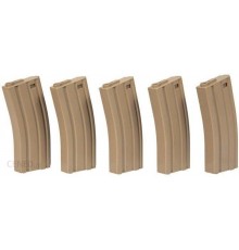Комплект 5 магазинов Set of 5 Mid-Cap 140 BB Magazines for M4/M16 Replicas - tan