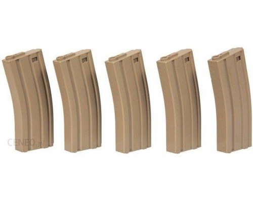 Комплект 5 магазинов Set of 5 Mid-Cap 140 BB Magazines for M4/M16 Replicas - tan