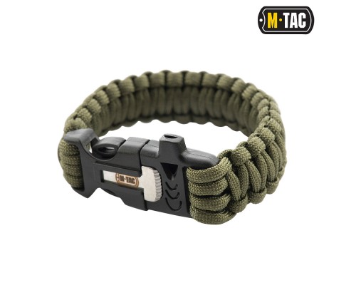 M-TAC БРАСЛЕТ ПАРАКОРД С ИСКРОВЫСЕКАТЕЛЕМ И СВИСТКОМ OLIVE