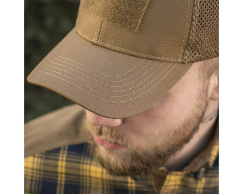 M-TAC БЕЙСБОЛКА С ЛИПУЧКОЙ И СЕТКОЙ FLEX РИП-СТОП COYOTE BROWN