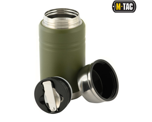 M-TAC ТЕРМОС 750 МЛ СО СКЛАДНОЙ ЛОЖКОЙ ОЛИВА|НЕРЖ.